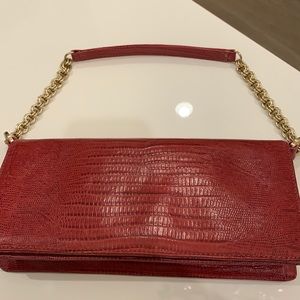 Ann Taylor leather clutch NWOT rose colored